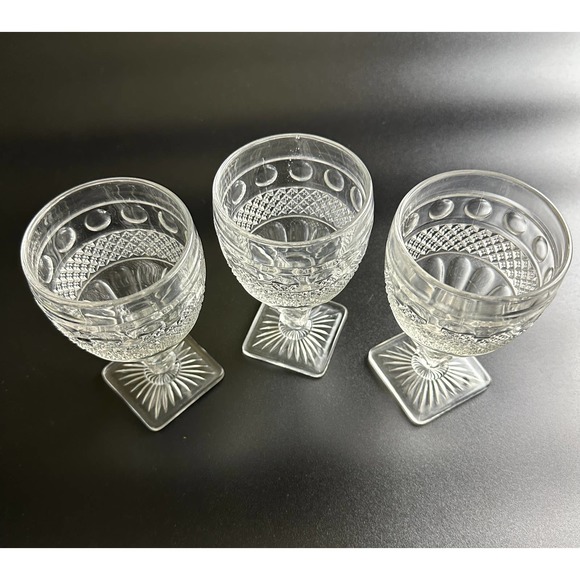 Charming Vintage 1960s Clear Glass Goblets (Set of 3) Park Lane By Colony Glass - Picture 4 of 11
